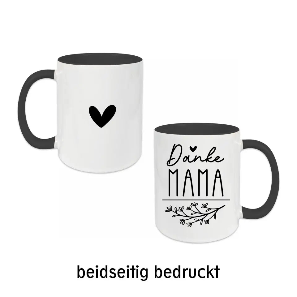 Tasse für Mama mit Trockenblumenstrauß - Zweig und Herz - in verschiedenen Farben auswählbar