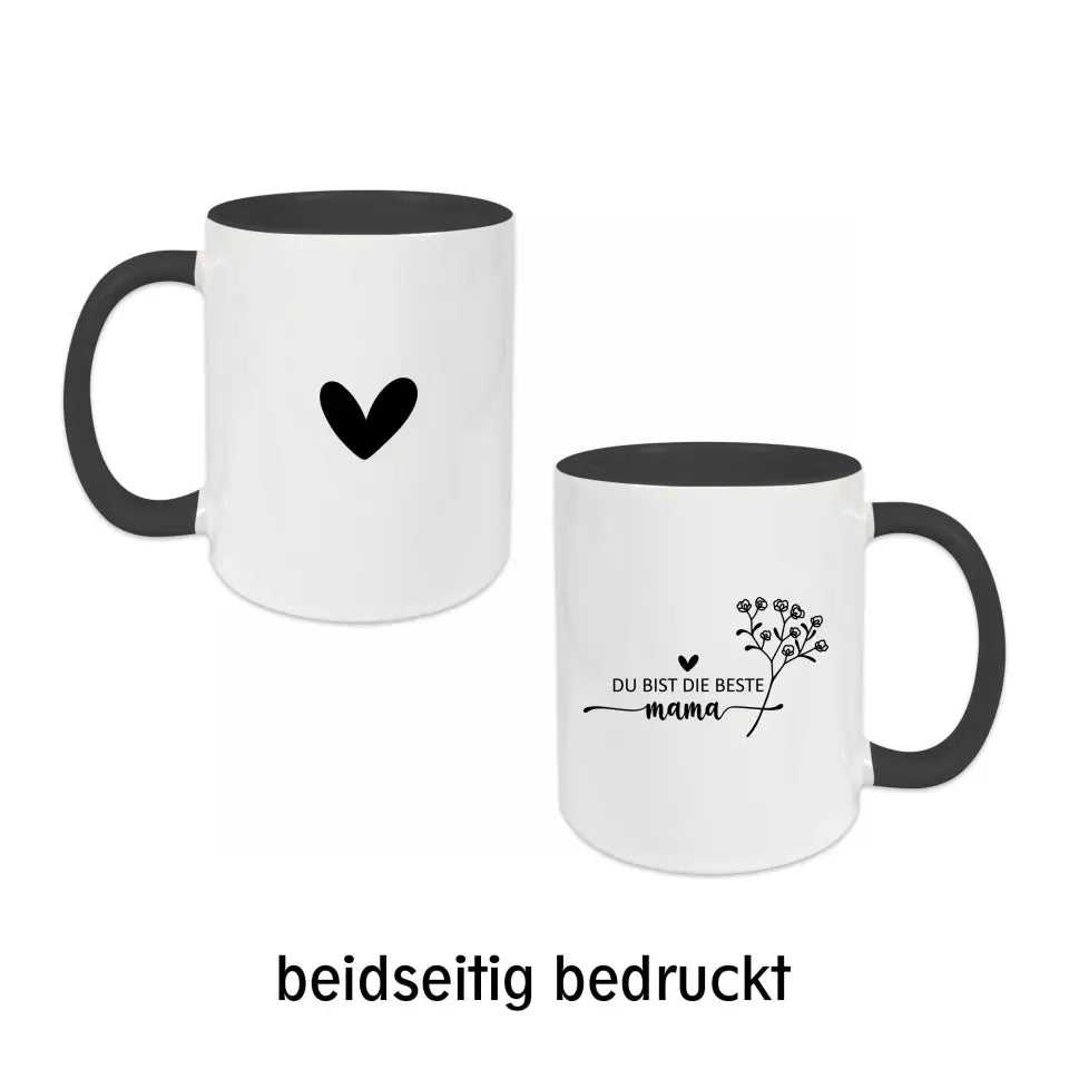 Tasse für Mama mit Trockenblumenstrauß - Du bist die beste Mama - in verschiedenen Farben auswählbar