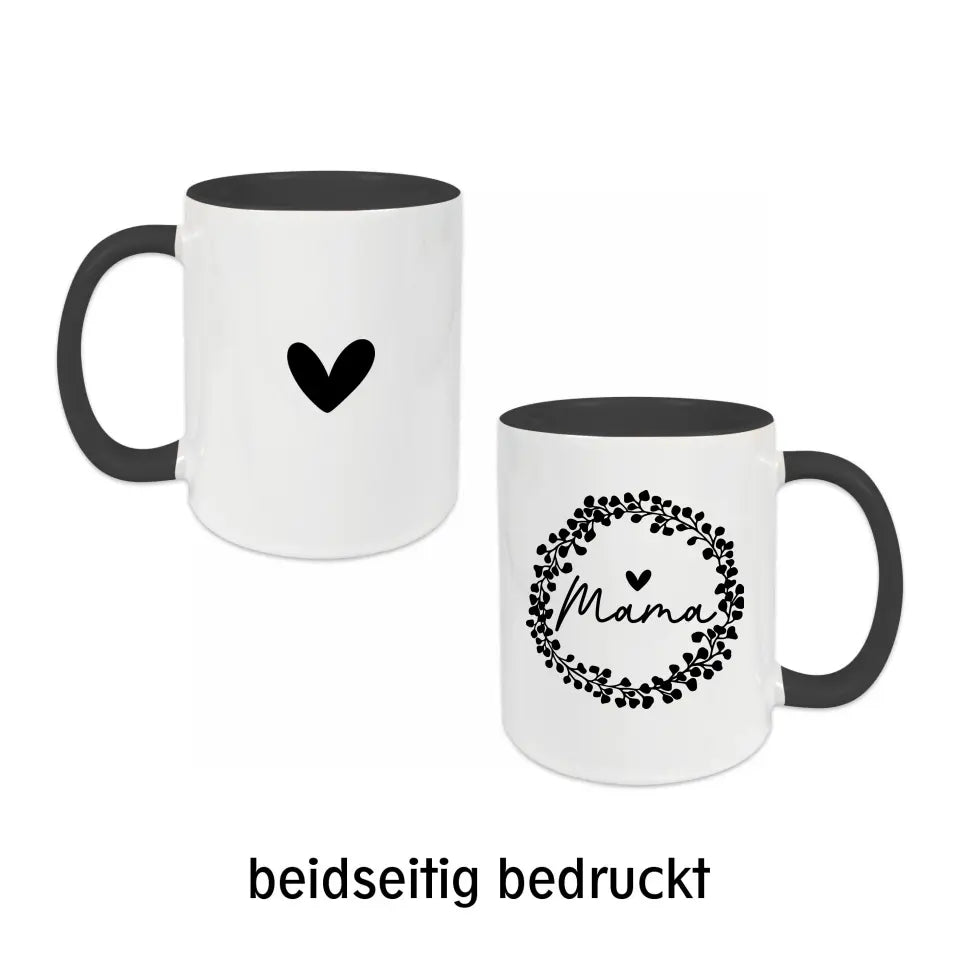 Tasse für Mama mit Trockenblumenstrauß- Mama im Kranz - in verschiedenen Farben auswählbar