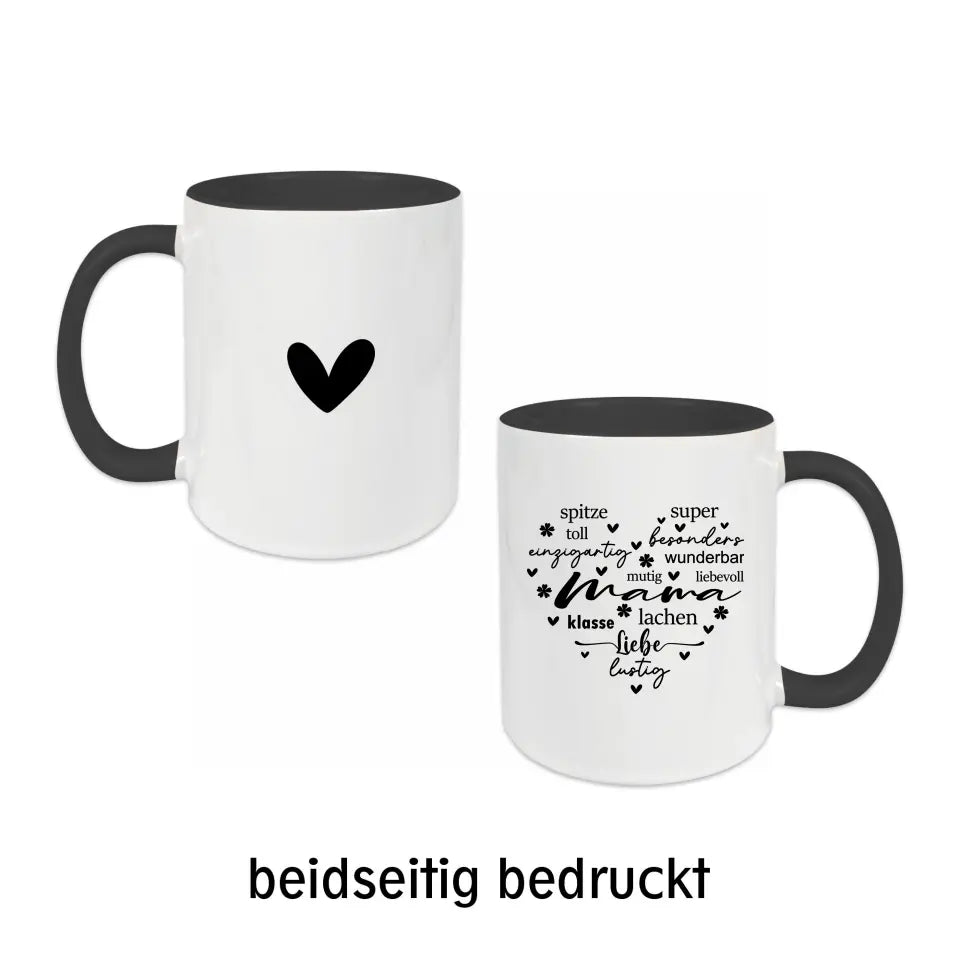 Tasse für Mama mit Trockenblumenstrauß- Mama spitze, super, toll, ... - in verschiedenen Farben auswählbar