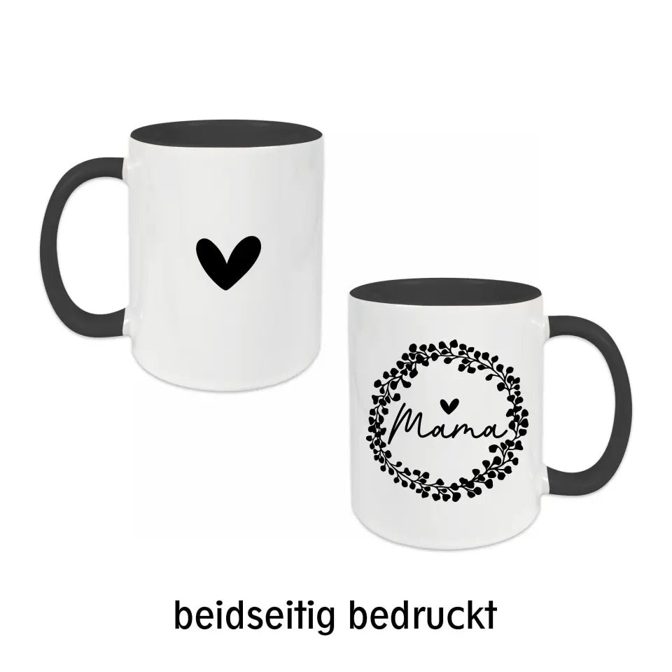 Tasse für Mama - Mama im Kranz - in verschiedenen Farben auswählbar