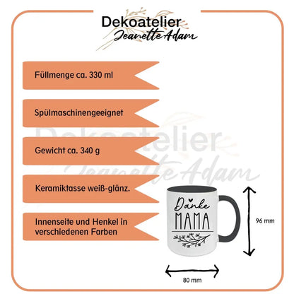 Tasse für Mama - Zweig und Herz - in verschiedenen Farben auswählbar