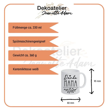 Tasse für Mama - Zweig und Herz - in verschiedenen Farben auswählbar