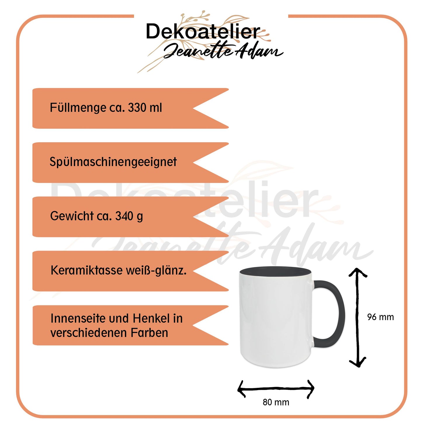 Keramik-Tasse - All you need is coffee - in verschiedenen Tassenfarben verfügbar