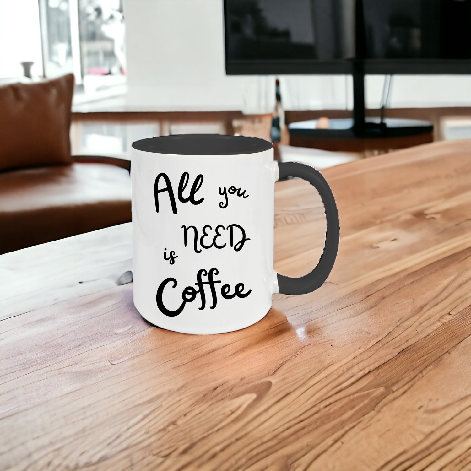 Keramik-Tasse - All you need is coffee - in verschiedenen Tassenfarben verfügbar