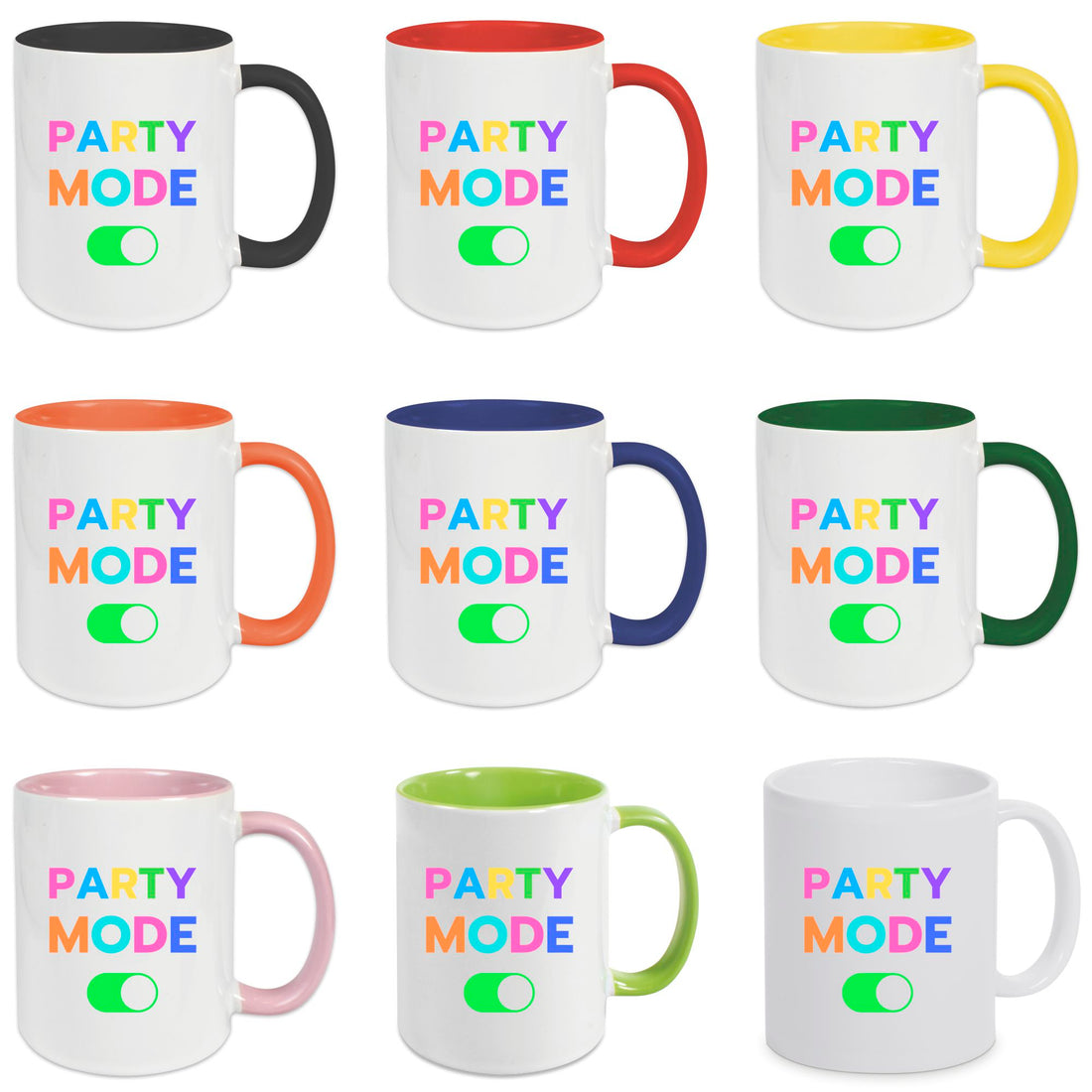 Keramik-Tasse - PARTY-MODE - in verschiedenen Tassenfarben verfügbar