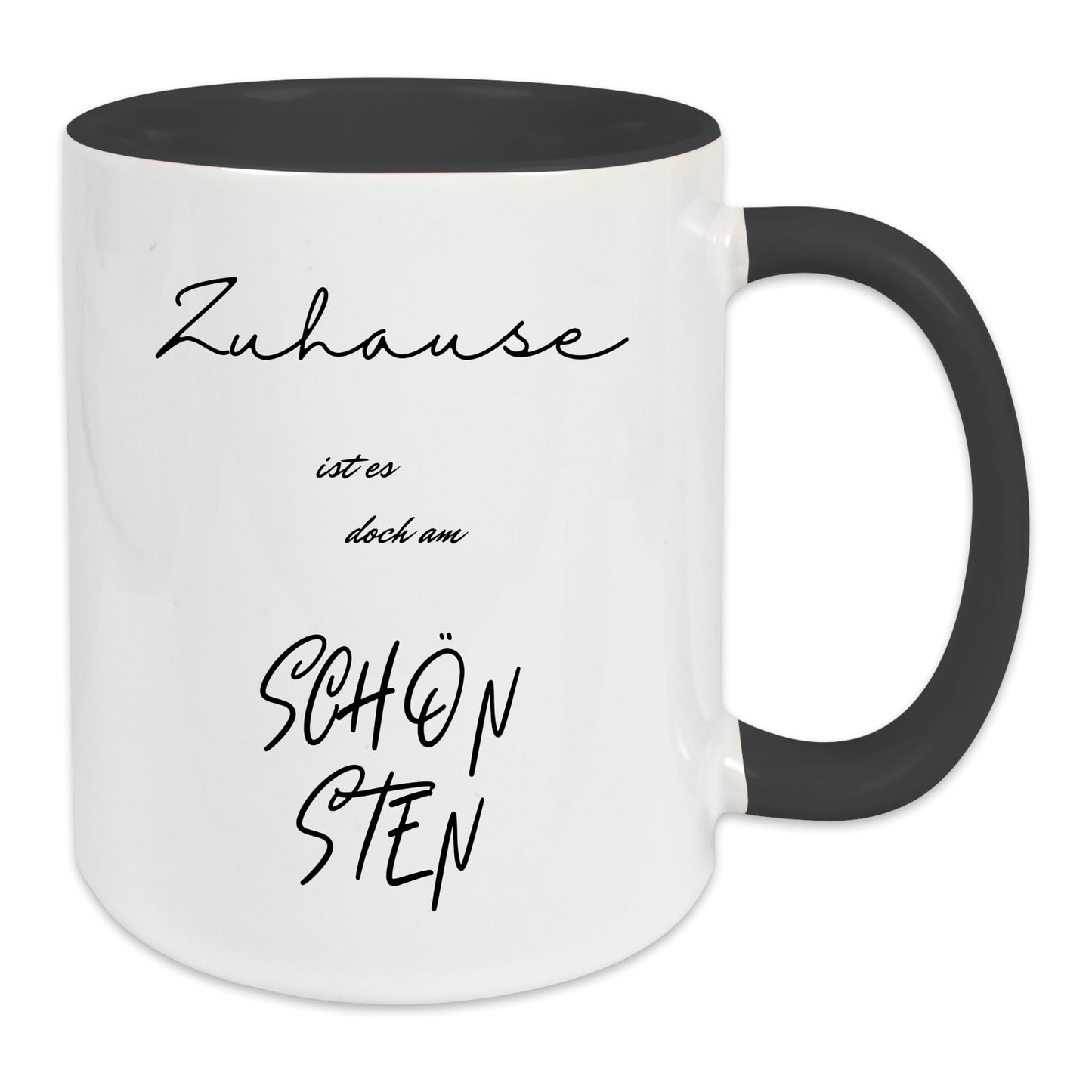Keramik-Tasse - Zuhause ist es doch am schönsten - in verschiedenen Tassenfarben verfügbar
