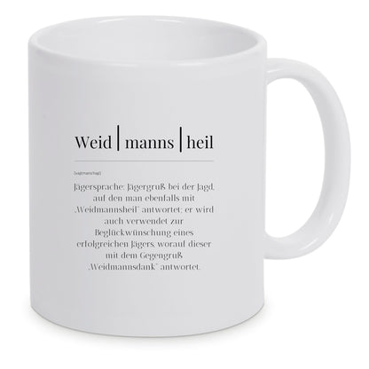 Keramik-Tasse - Weidmannsheil-Begriffserklärung - in verschiedenen Tassenfarben verfügbar